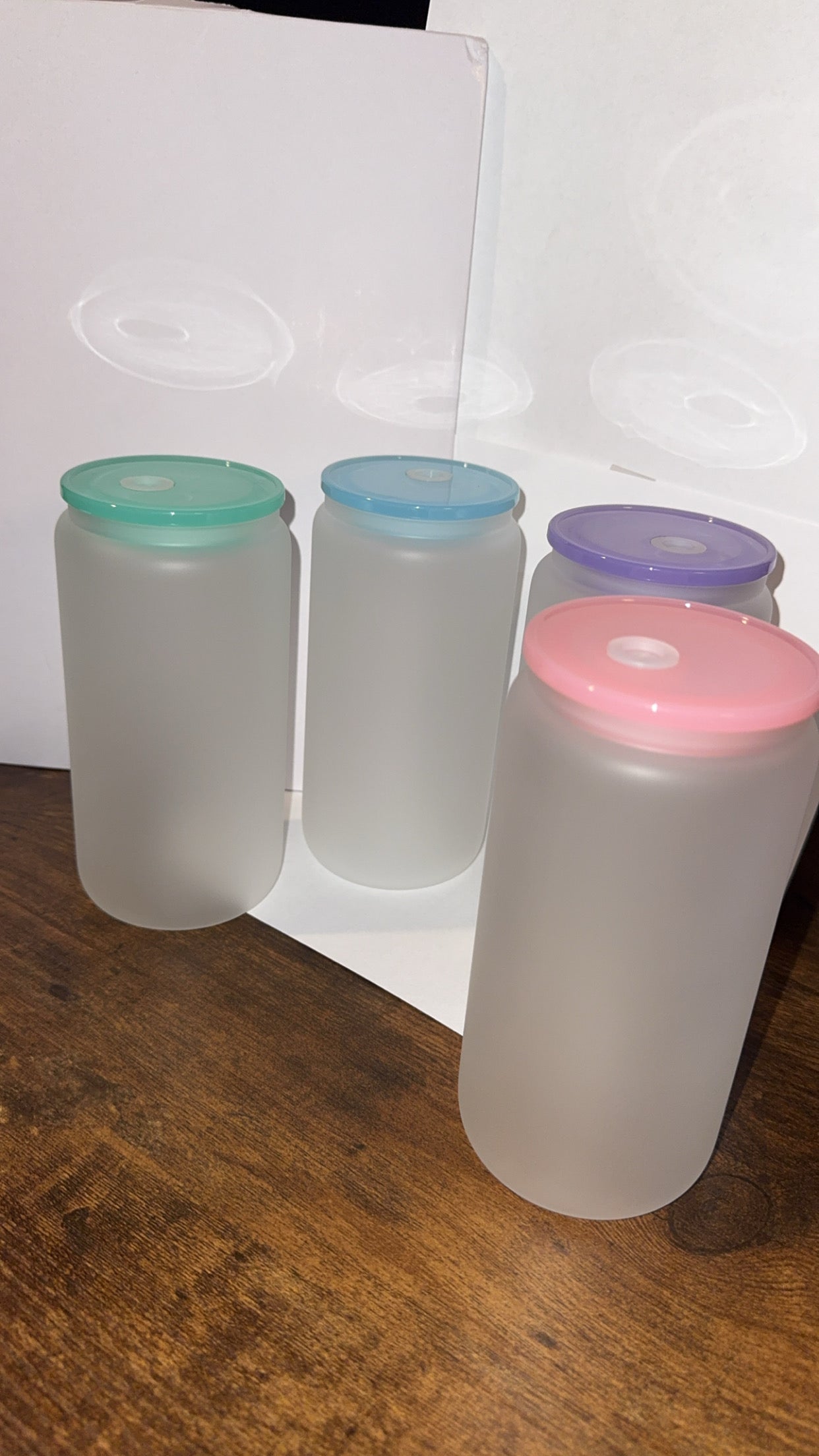 Pastel colored frosty glass 16 oz